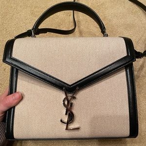 Saint Laurent Medium Leather trim Cassandra bag